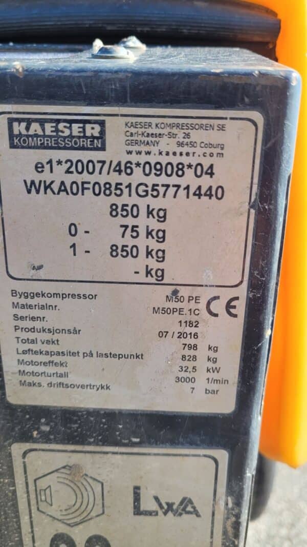 Brukt Kaeser M50 PE, bilde av informasjon